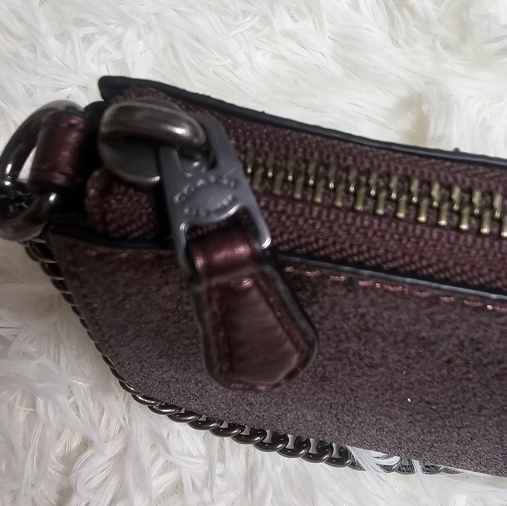Coach Nolita Wristlet 15" inch Burgundy Glitter/Silver 2015 EUC - Picture 3 of 16